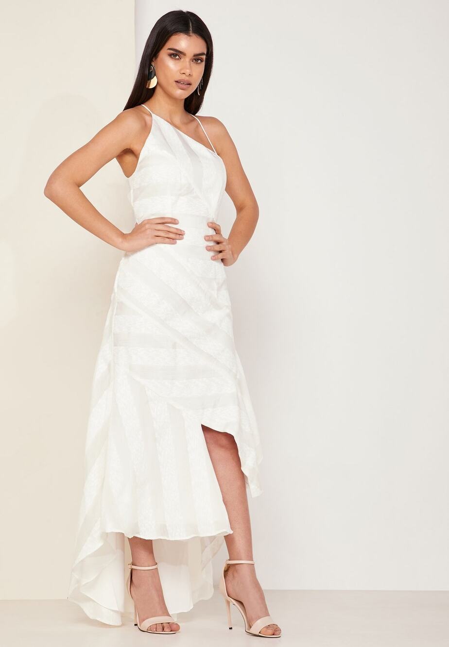 New KEEPSAKE Unbroken Asymmetric Maxi Gown Dress Ivory White Women's Size XXS